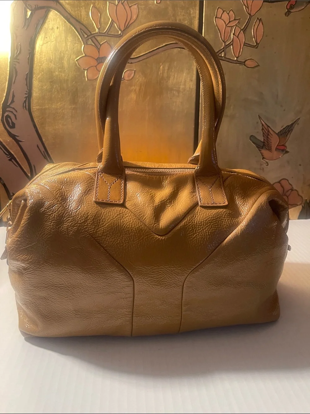 YSL Classic Tan Leather Bag in vintage excellent condition
